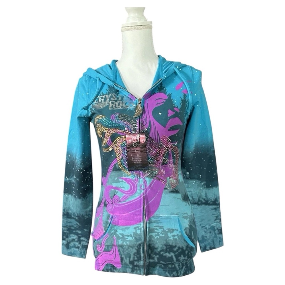 Christian Audigier Crystal Rock Hooded Jacket Size XS NWT